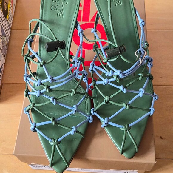 Gia Borghini Gia 11 Knotted Sandals Blue and Green Sz 40 - Picture 3 of 12